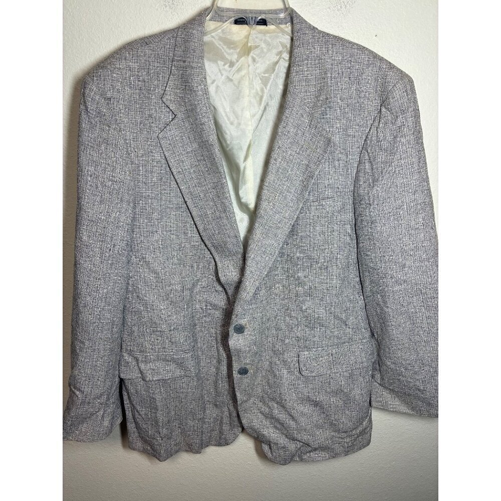 VTG Barrington Sports Coat 100% Silk 2 Button Tweed Business Casual Gray Sz 44R